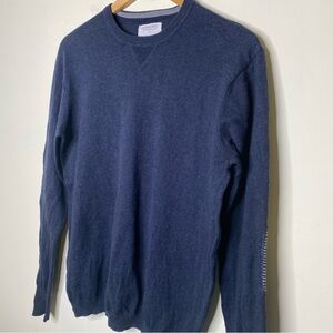 Linksoul Crewneck 95% Cotton 5% Cashmere Small Sweater Striped Elbow Patches